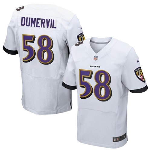 Men's Elite Elvis Dumervil Nike Jersey White Road - #58 NFL Baltimore Ravens